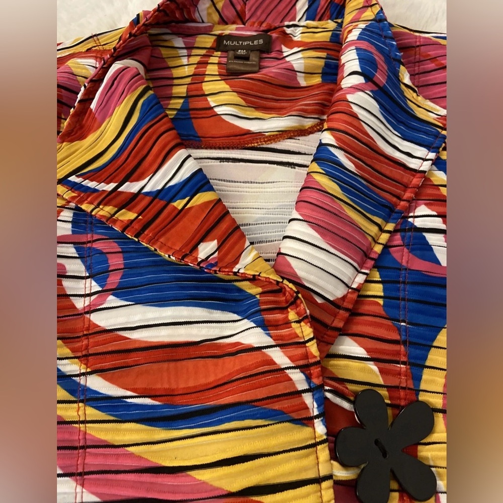 Multiples Pleated Abstract Print Open Jacket Xl B… - image 6
